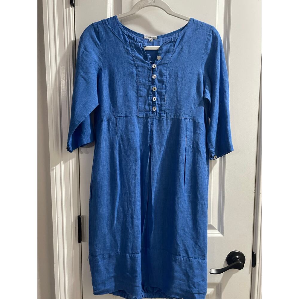 mario romano 100% linen bubble hem dress - made in Italy EUC XS